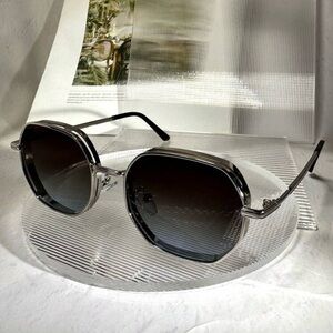 Unisex Metal Geometric Polygon Fashion Sunglasses, Fashionable Windproof Eyewear